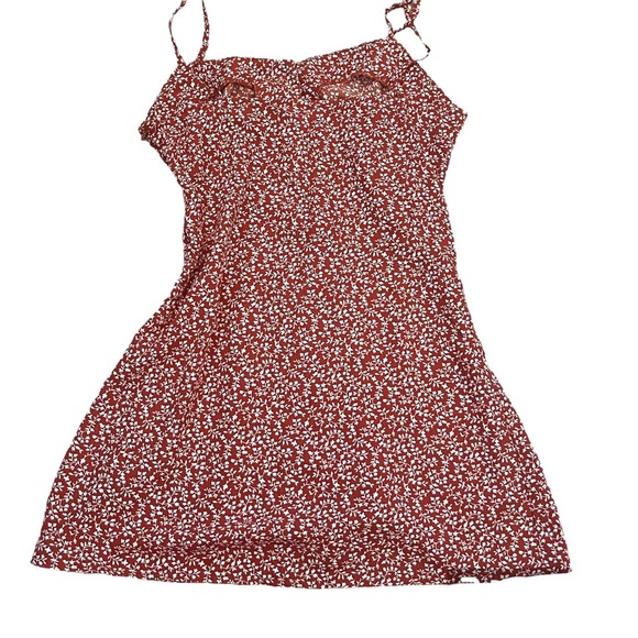 Red Floral Button Up Mini Dress - Picture 3 of 3